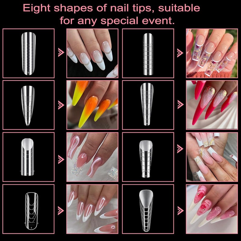 BOMOQING 288 Poly Nail Gel Forms Set - Full Cover Dual Forms With Slip Solution for Acrylic Nails, 8 Types 4 Styles 12 Sizes Sticker Silicone for Manicure Extension - Image 2